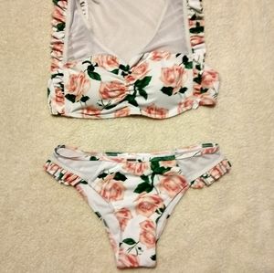 Floral and mesh bikini size XL but closer to M/L